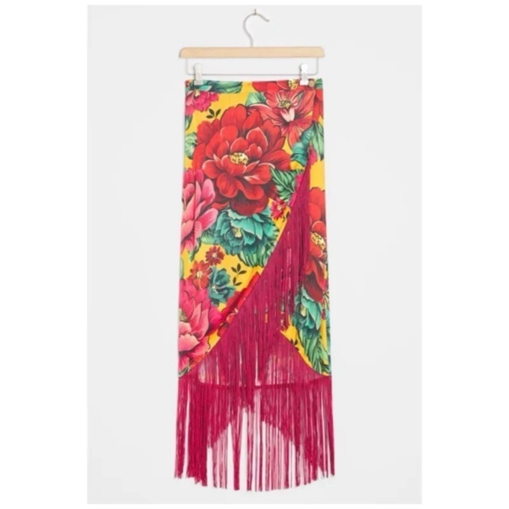 NWT ANTHROPOLOGIE FARM RIO Benita Fringed Wrap Maxi Skirt